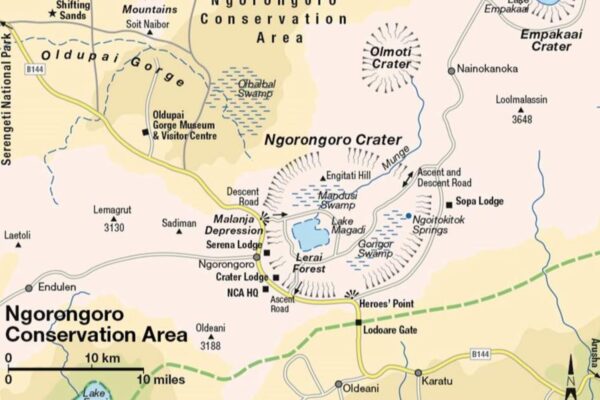 ngorongoro conservation area map