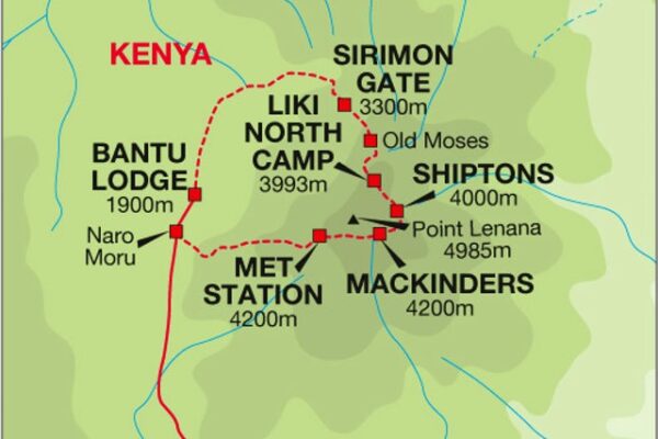 Mount Kenya Hiking Map Mount Kenya Hiking Map